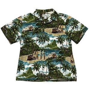 Vtg Kole Kole Hawaiian Shirt Mens Large Woodie Wagon Surf Scenic Made in Hawaii
